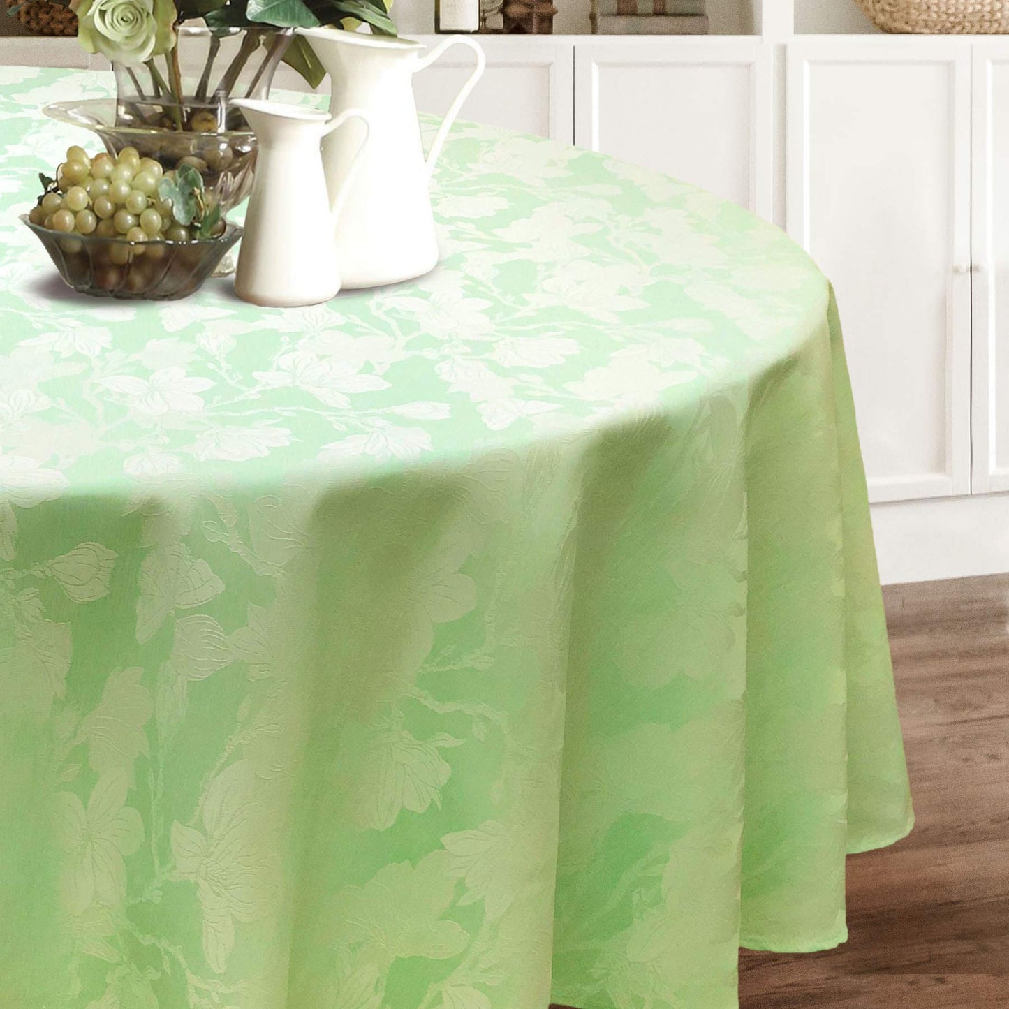 CAIT CHAPMAN HOME COLLECTION Spring Summer Botanic Garden Themed Jacquard Woven Tablecloth (70"x108" Tablecloth, Cantaloupe)