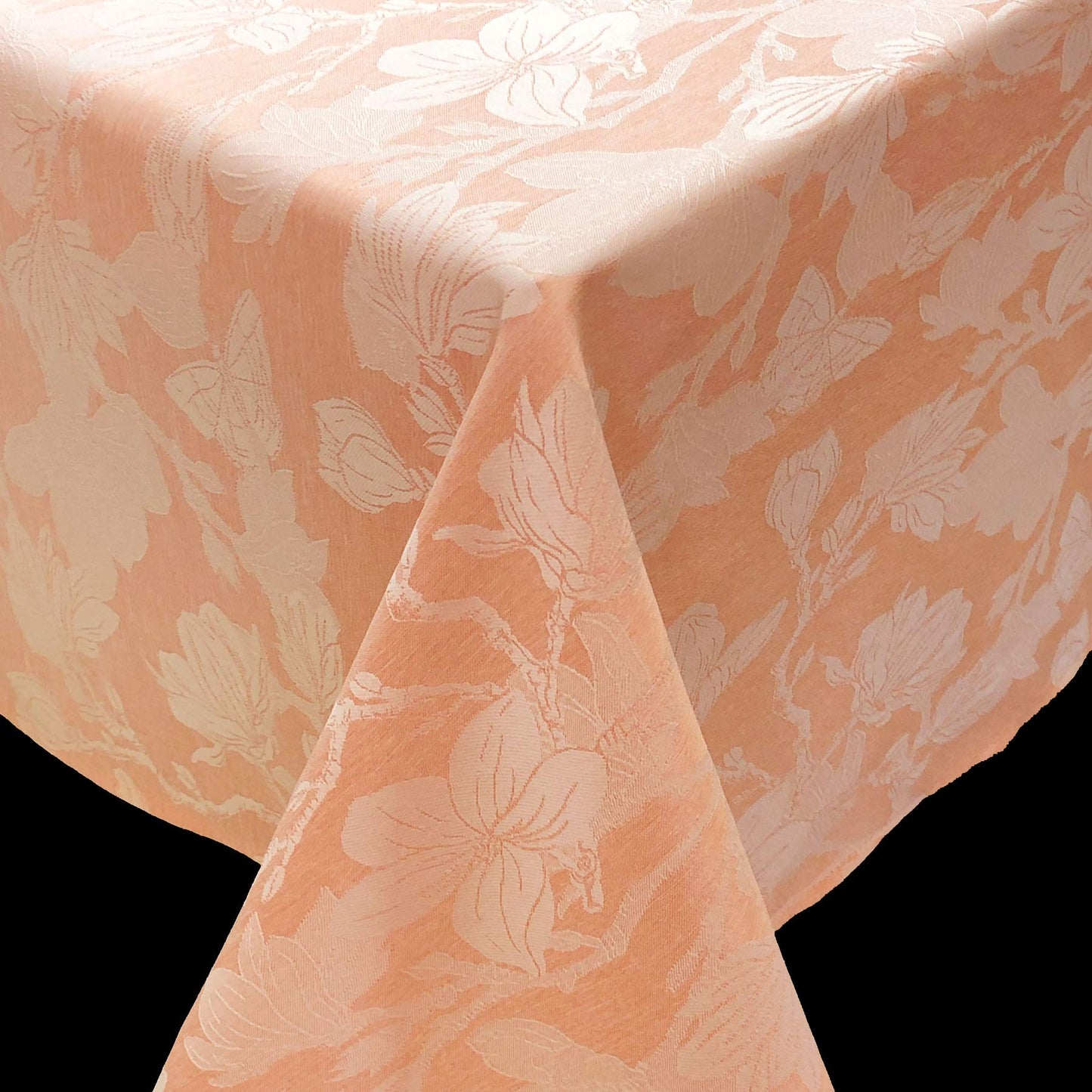 CAIT CHAPMAN HOME COLLECTION Spring Summer Botanic Garden Themed Jacquard Woven Tablecloth (70"x108" Tablecloth, Cantaloupe)