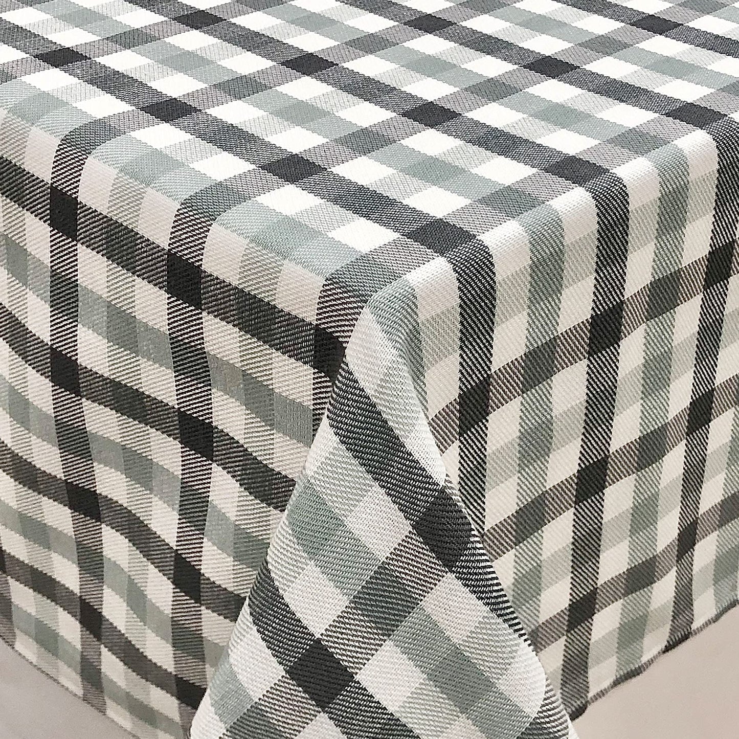 CAIT CHAPMAN HOME COLLECTION Everyday Comfy Plaid Checker Cotton-Polyester Blend Fabric Woven Table Linen (60"x102" Tablecloth, Gray Plaid)