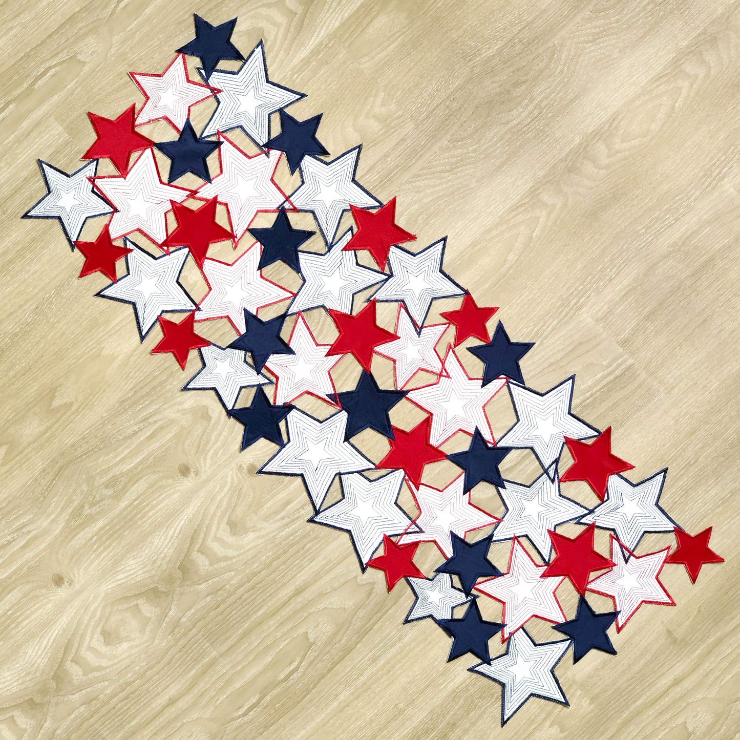 Americana July 4th Celebration Fabric Cutwork Table Runner (Border Cutwork Runner)