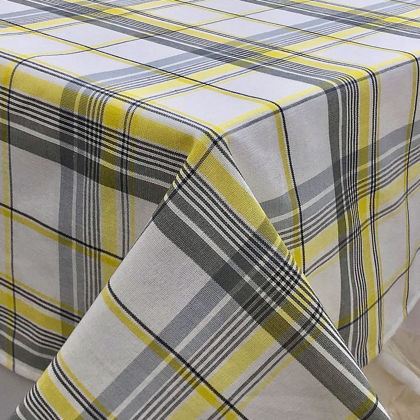CAIT CHAPMAN HOME COLLECTION Everyday Comfy Plaid Checker Cotton-Polyester Blend Fabric Woven Table Linen (60"x102" Tablecloth, Gray Plaid)