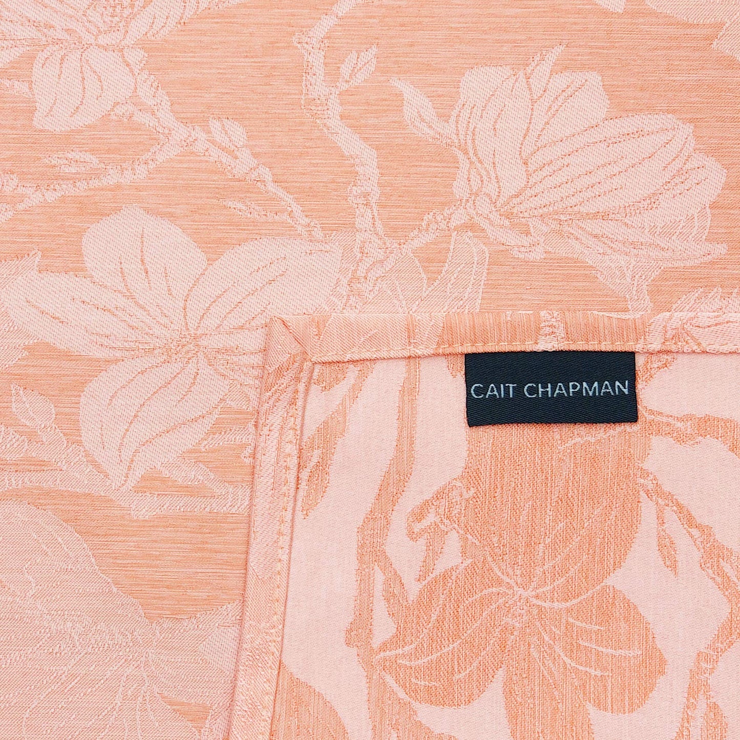 CAIT CHAPMAN HOME COLLECTION Spring Summer Botanic Garden Themed Jacquard Woven Tablecloth (70"x108" Tablecloth, Cantaloupe)