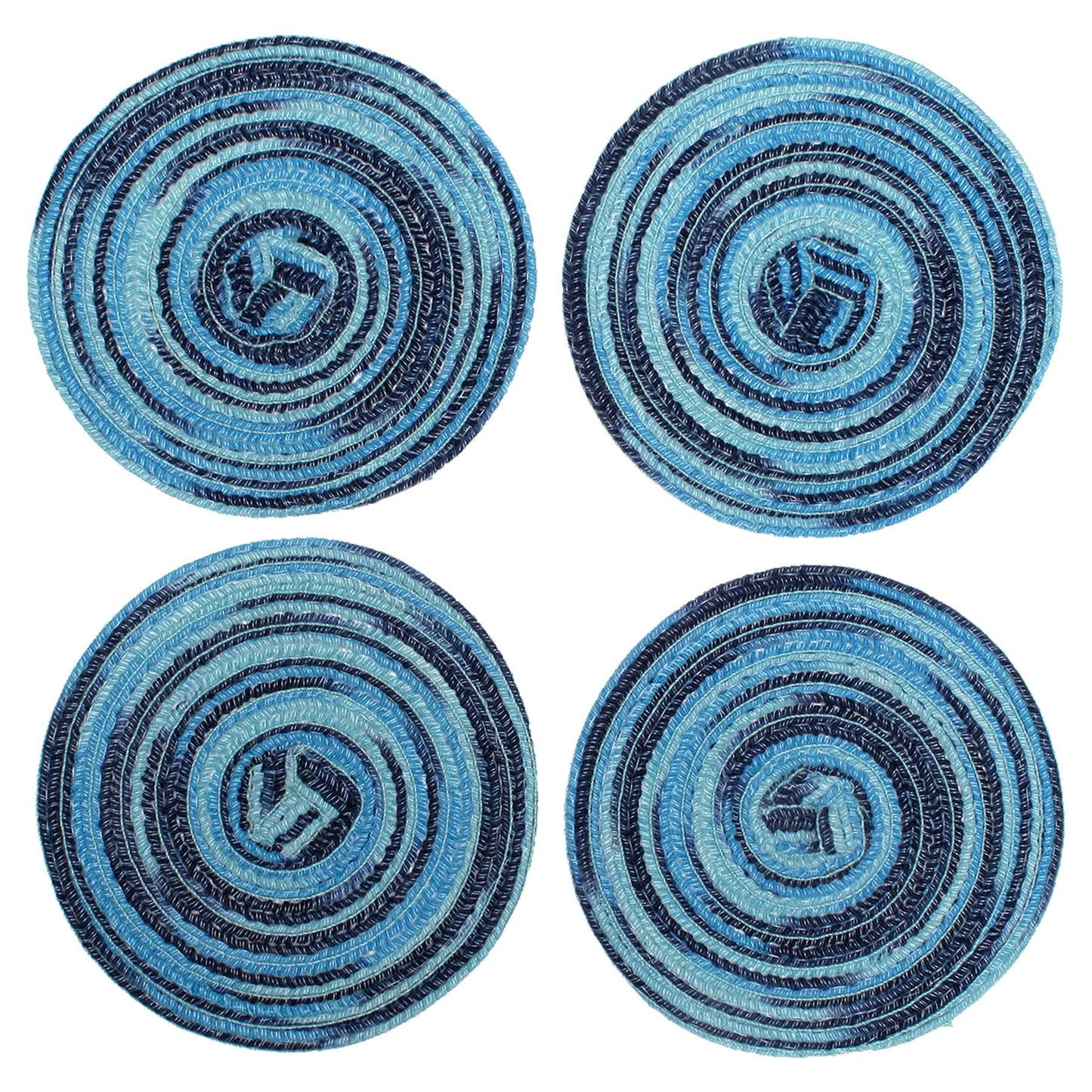 CAIT CHAPMAN HOME COLLECTION Multi-Color Braided Woven Fabric Placemats (12"x18" Oval Placemat, Blue)
