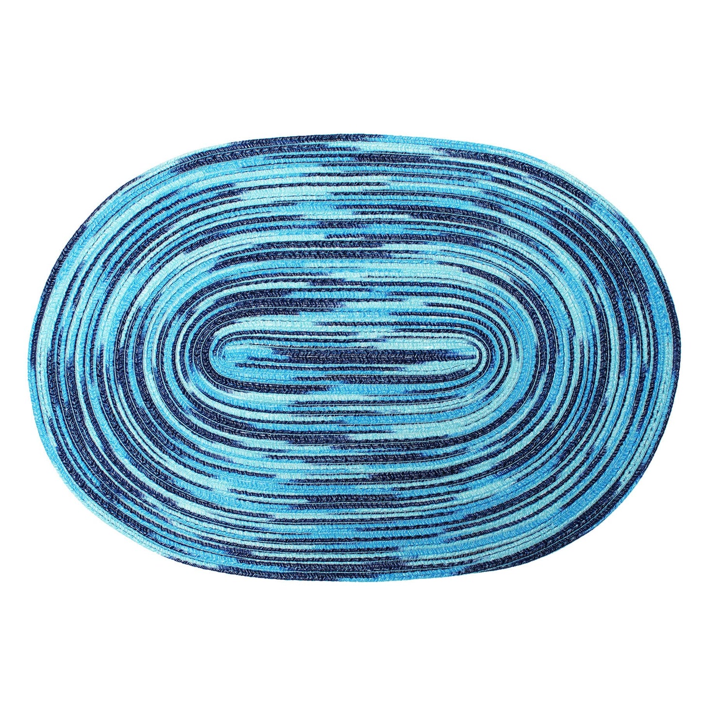 CAIT CHAPMAN HOME COLLECTION Multi-Color Braided Woven Fabric Placemats (12"x18" Oval Placemat, Blue)