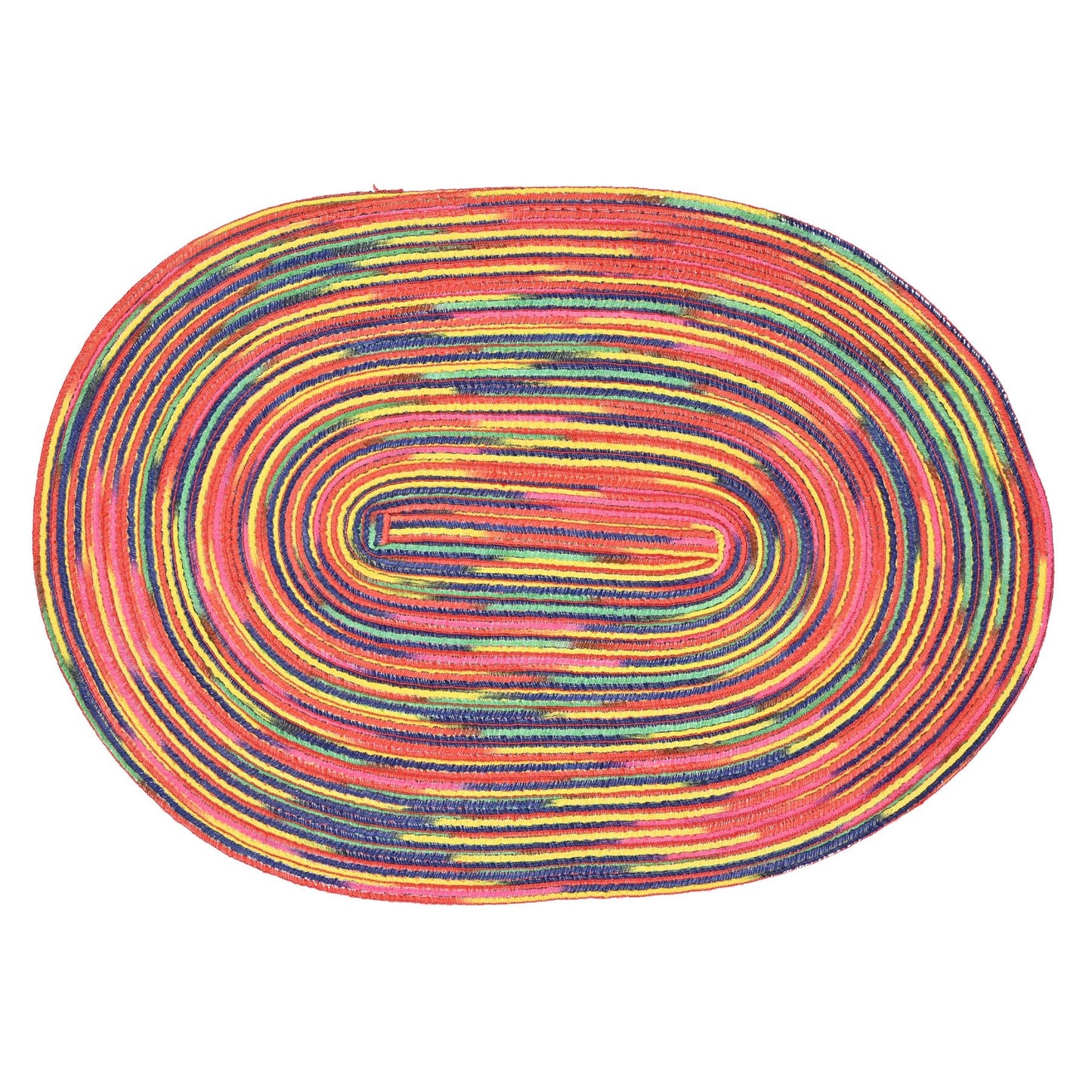 CAIT CHAPMAN HOME COLLECTION Multi-Color Braided Woven Fabric Placemats (12"x18" Oval Placemat, Blue)