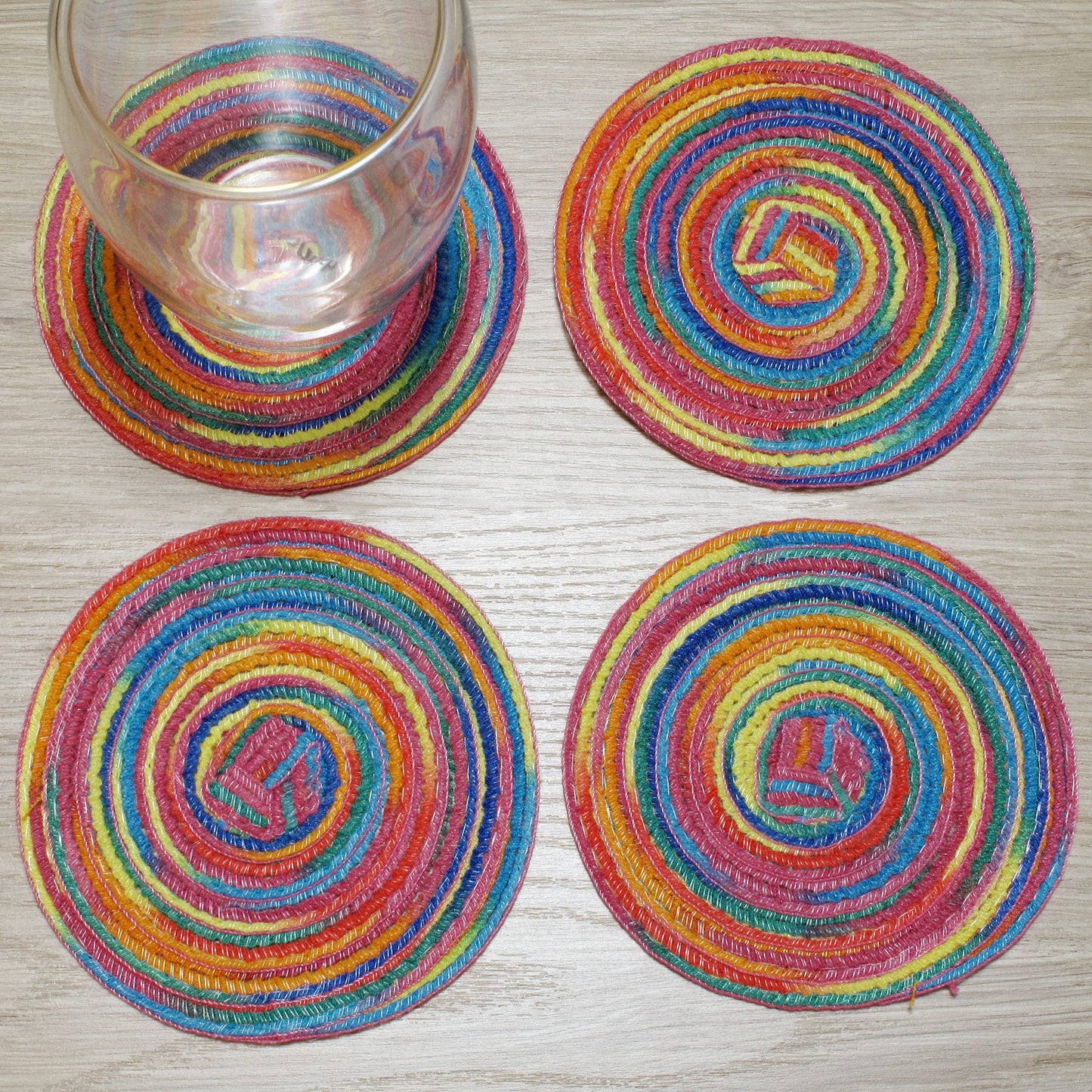 CAIT CHAPMAN HOME COLLECTION Multi-Color Braided Woven Fabric Placemats (12"x18" Oval Placemat, Blue)