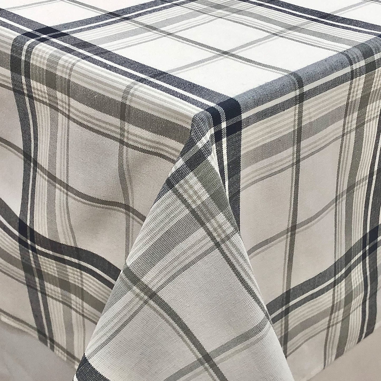 CAIT CHAPMAN HOME COLLECTION Everyday Comfy Plaid Checker Cotton-Polyester Blend Fabric Woven Table Linen (60"x102" Tablecloth, Gray Plaid)