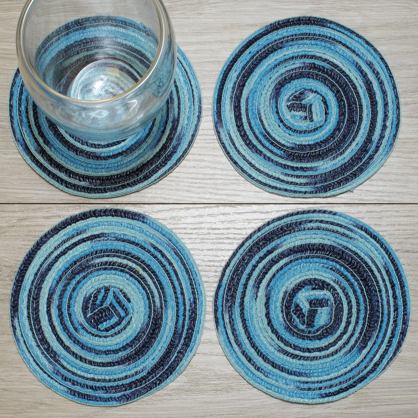 CAIT CHAPMAN HOME COLLECTION Multi-Color Braided Woven Fabric Placemats (12"x18" Oval Placemat, Blue)