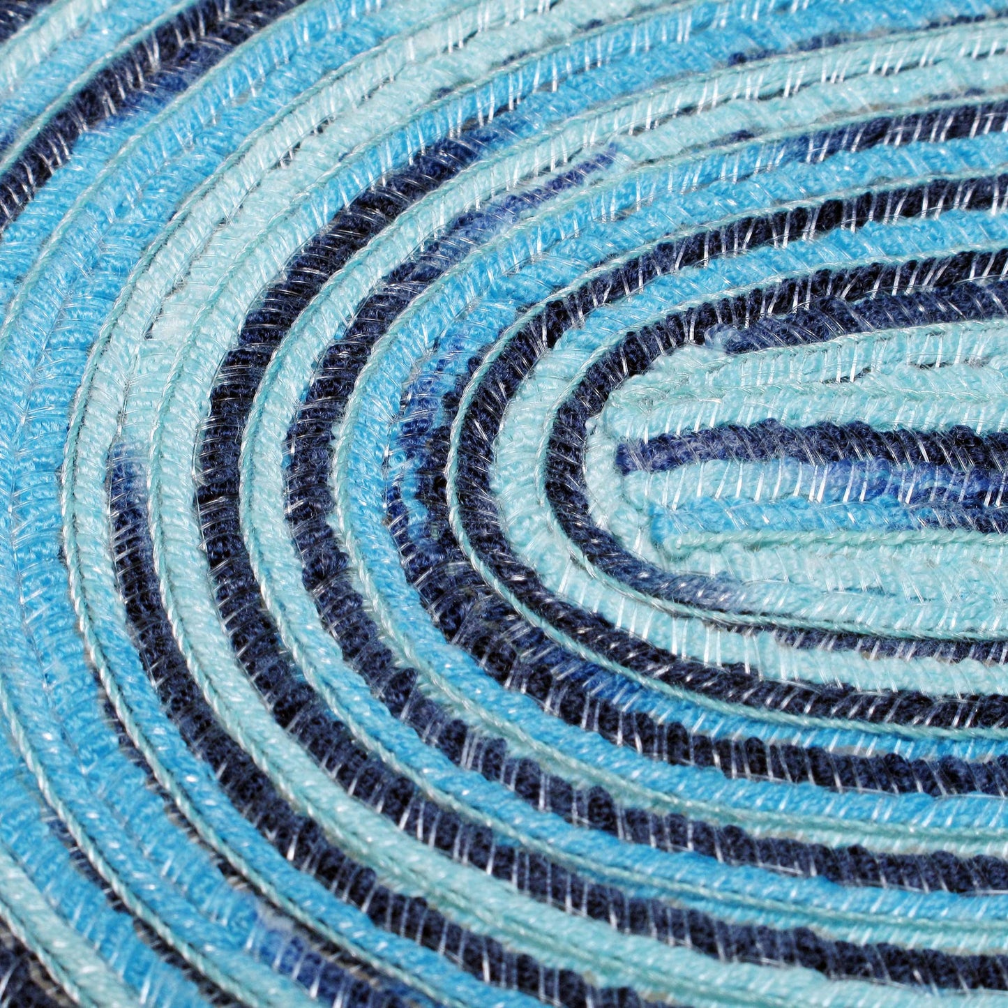 CAIT CHAPMAN HOME COLLECTION Multi-Color Braided Woven Fabric Placemats (12"x18" Oval Placemat, Blue)