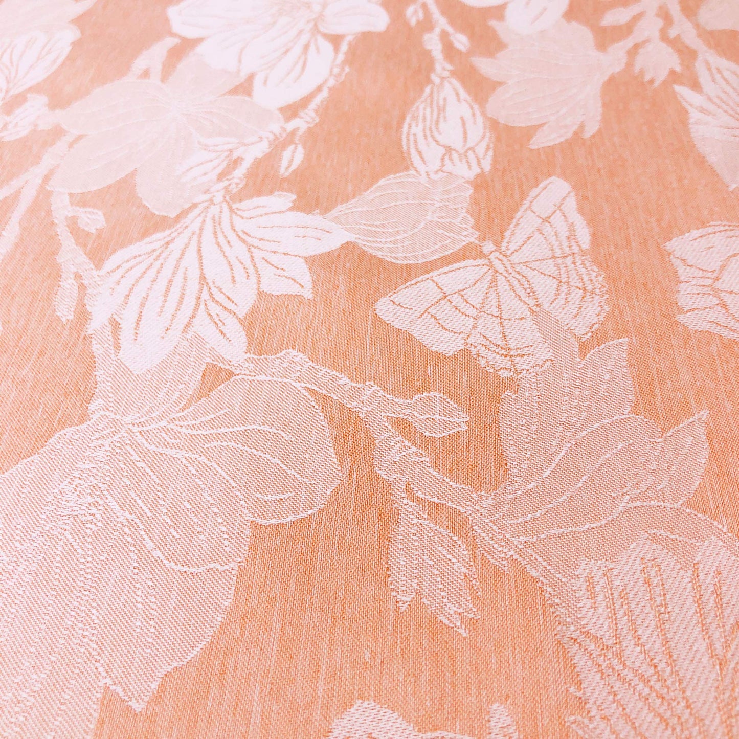 CAIT CHAPMAN HOME COLLECTION Spring Summer Botanic Garden Themed Jacquard Woven Tablecloth (70"x108" Tablecloth, Cantaloupe)