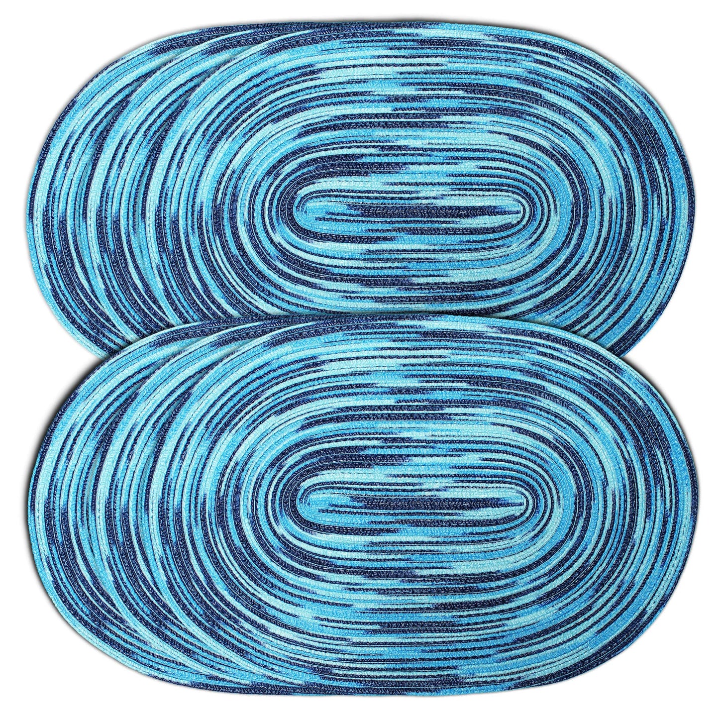 CAIT CHAPMAN HOME COLLECTION Multi-Color Braided Woven Fabric Placemats (12"x18" Oval Placemat, Blue)