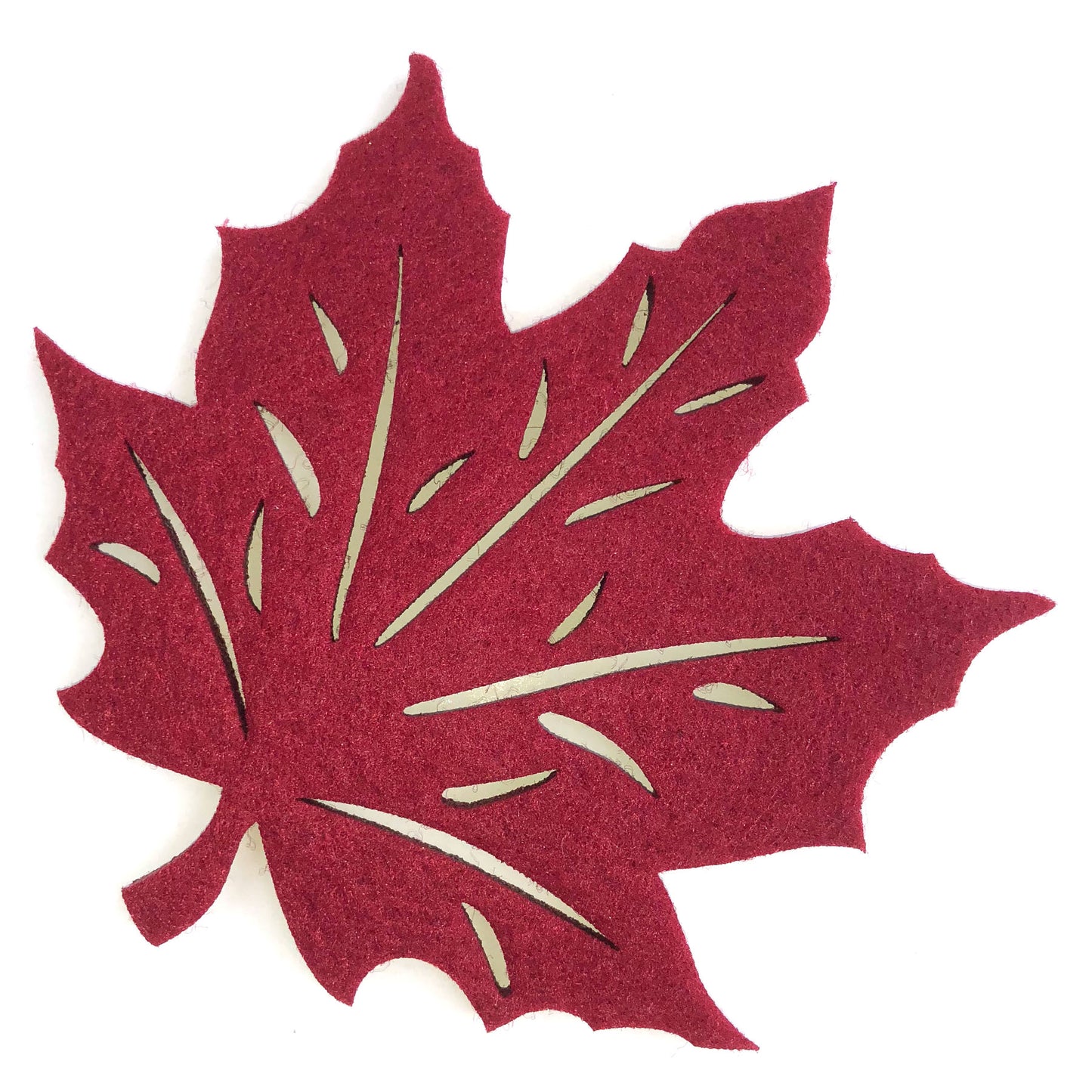 Maple Leaf Cutwork Felt Coasters, Set of 4 (Red)