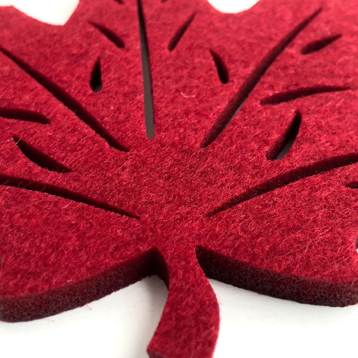 Maple Leaf Cutwork Felt Coasters, Set of 4 (Red)