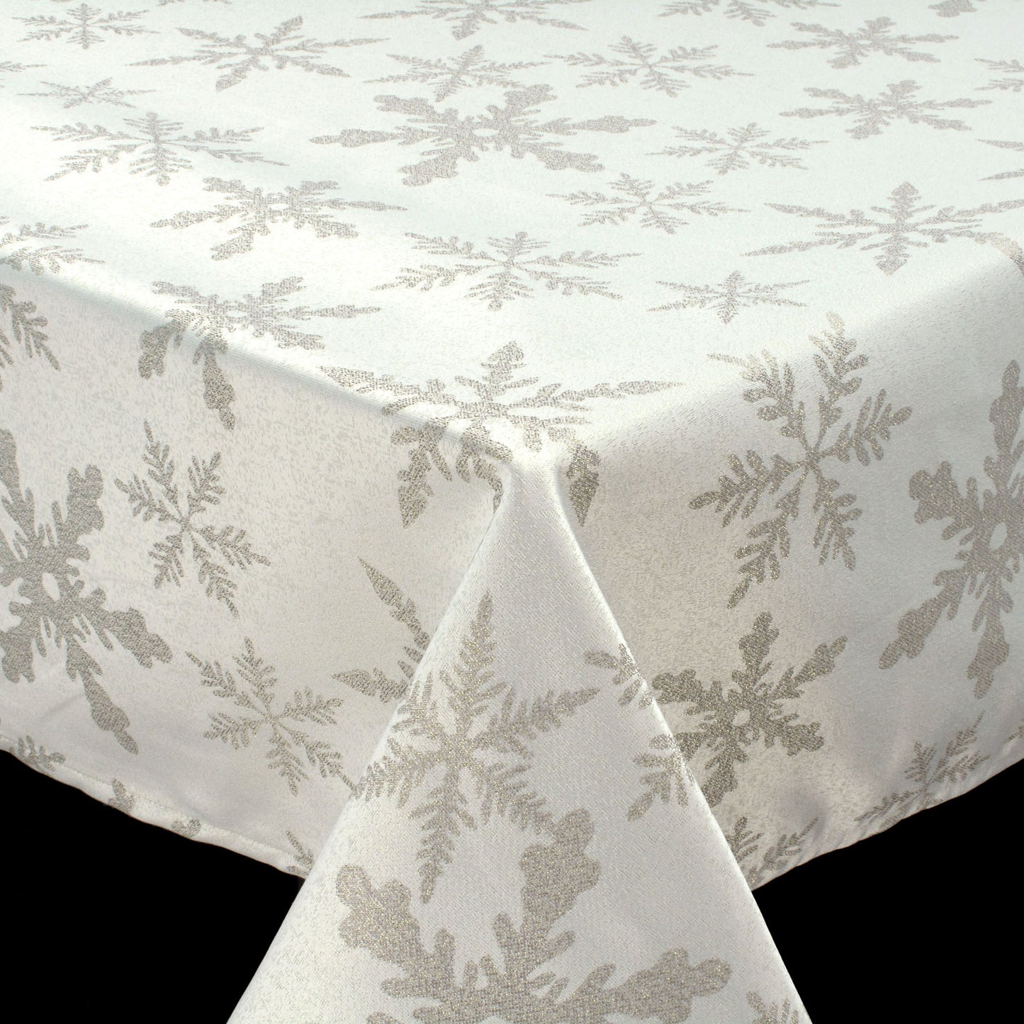 Holiday Snowflakes with Gold Metallic Thread Jacquard Woven Tablecloth