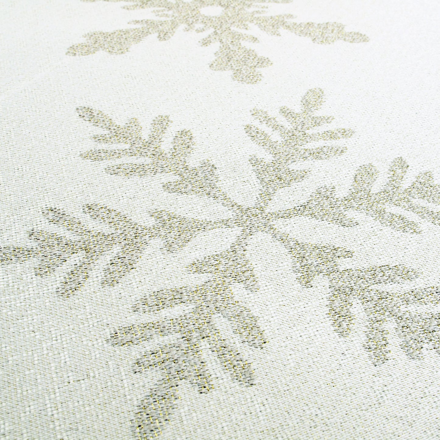 Holiday Snowflakes with Gold Metallic Thread Jacquard Woven Tablecloth